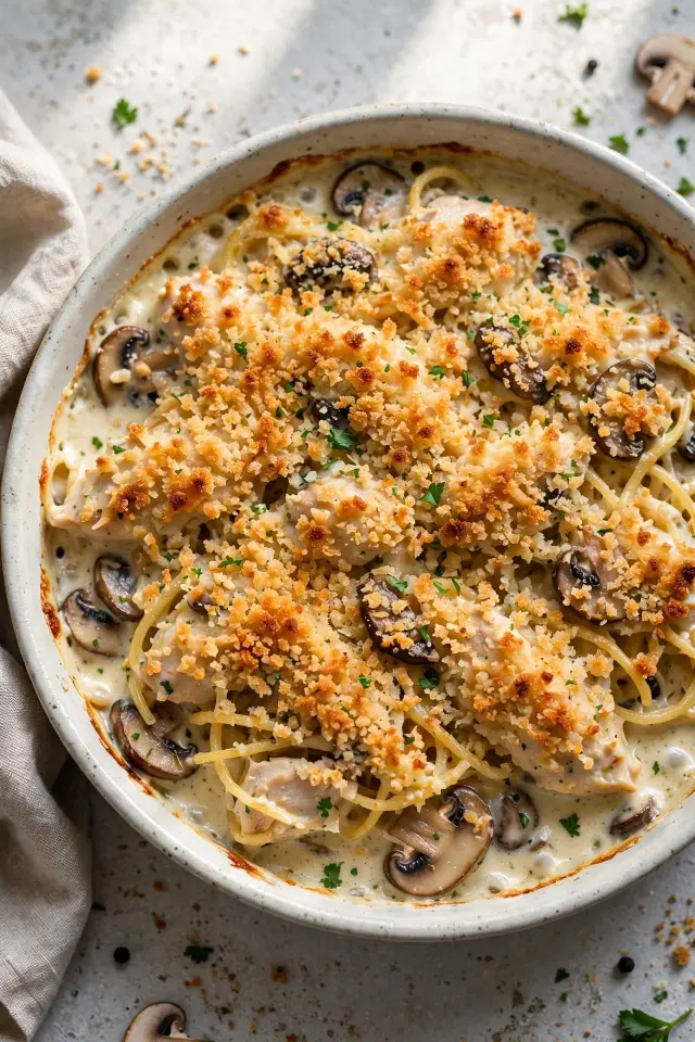 Chicken Tetrazzini Bake