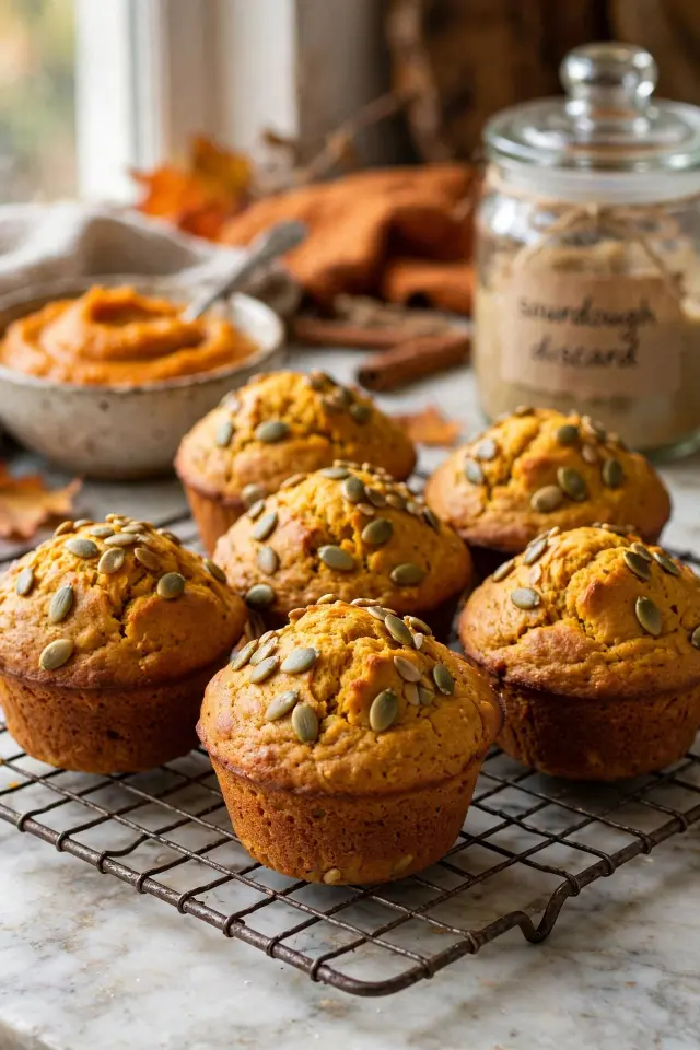 Pumpkin Sourdough Discard Muffins