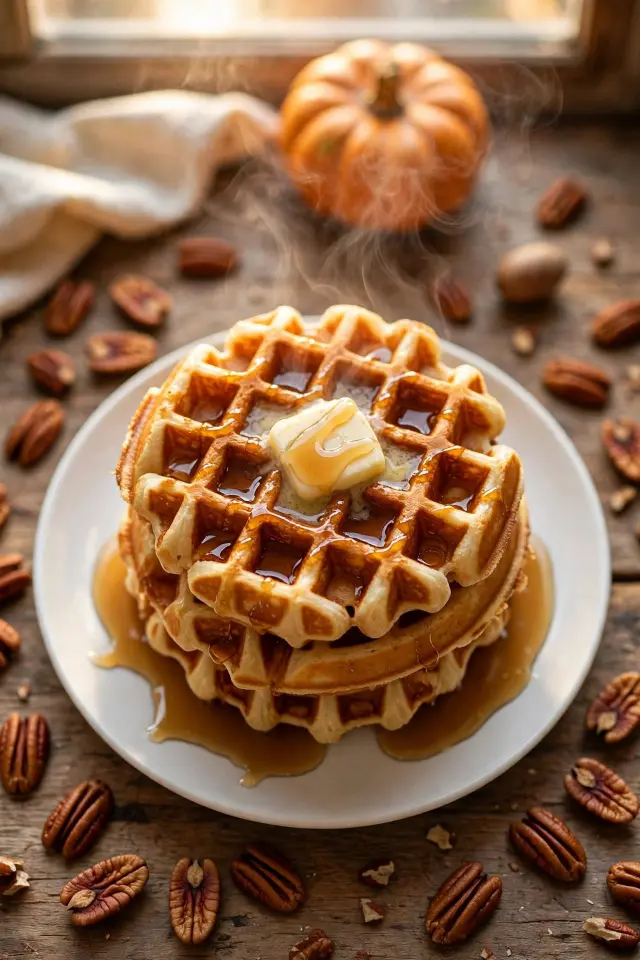 Pumpkin Sourdough Waffles
