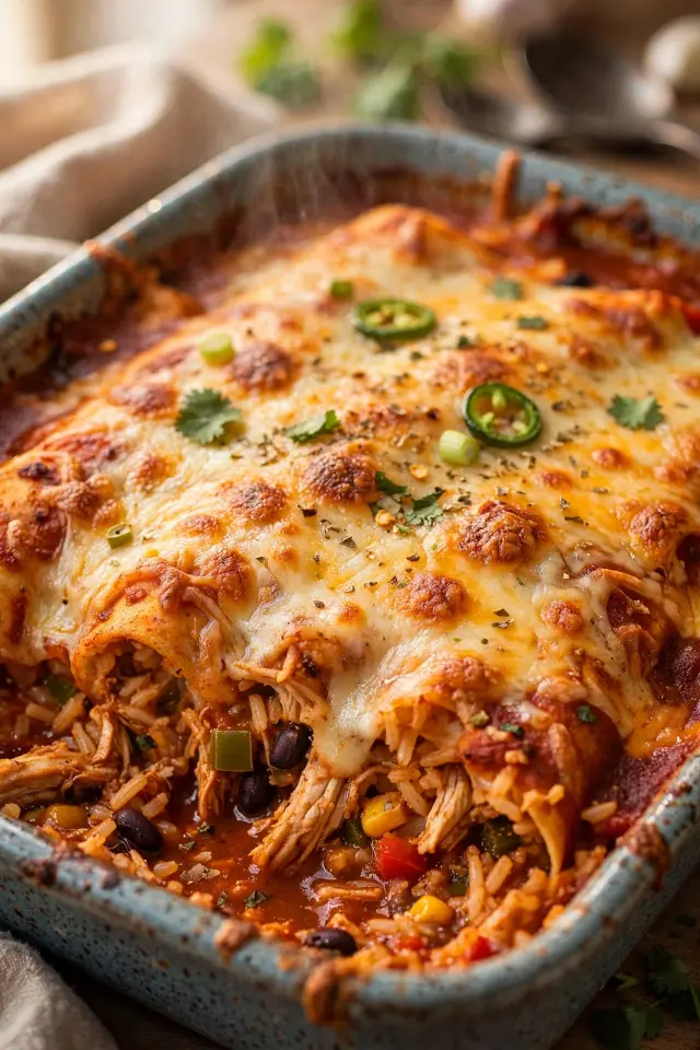 Chicken and rice enchilada bake recipe