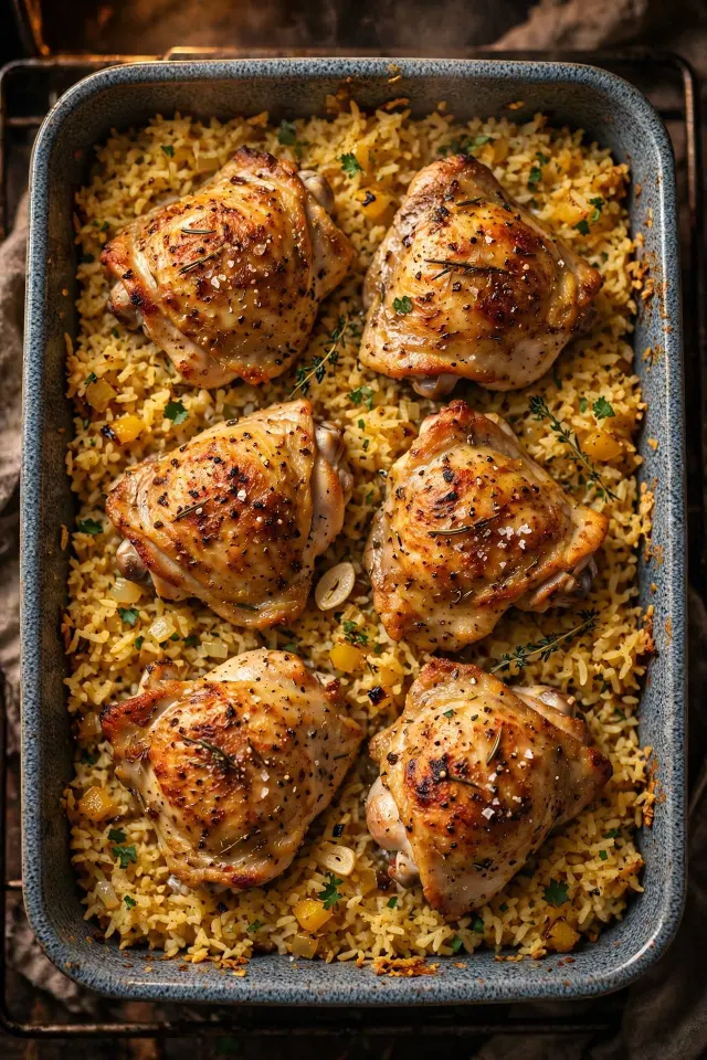  Budget chicken thigh and rice bake