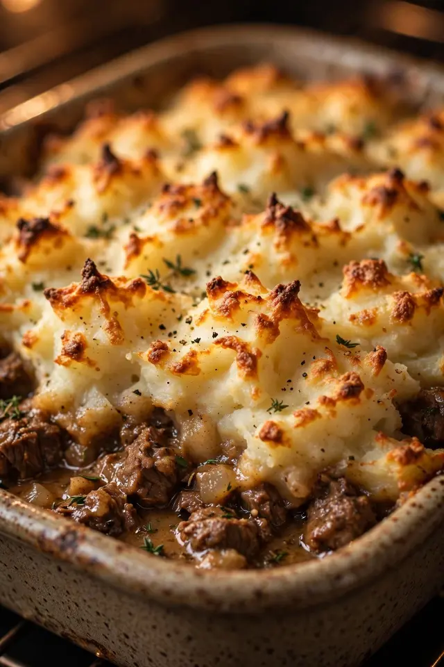 Shepherd's-style ground beef and potato bake