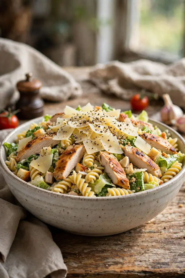  Chicken Caesar pasta salad made with rotisserie chicken
