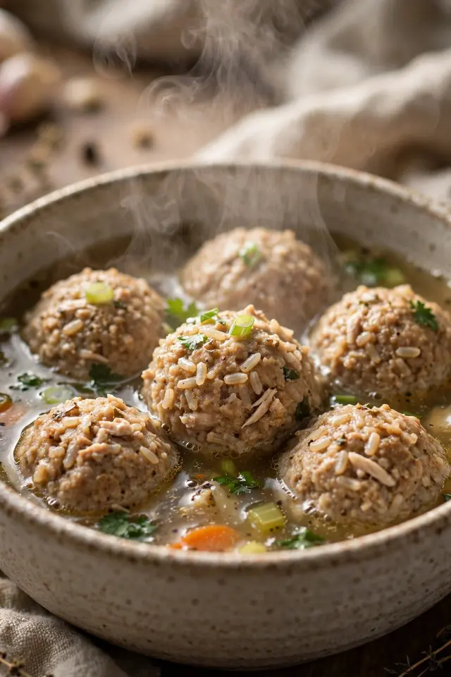 Chicken and rice meatball soup recipe