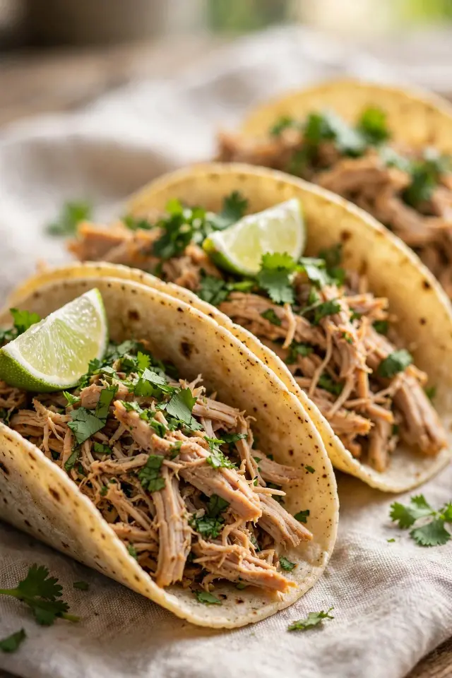  Slow cooker shredded chicken tacos with lime and cilantro