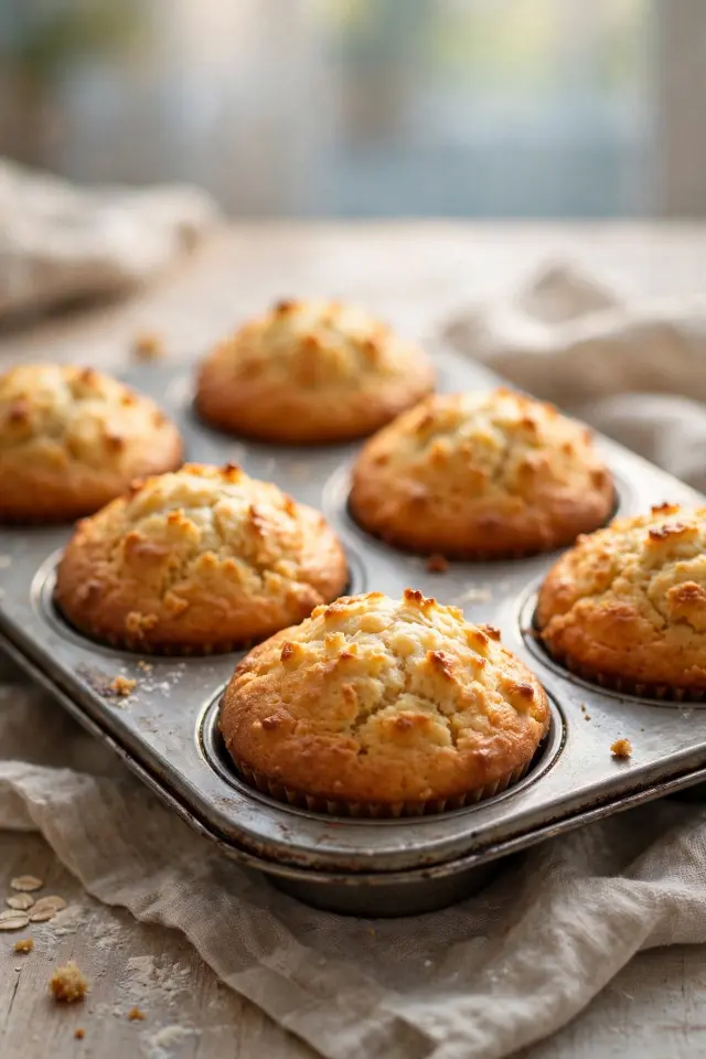 Pumpkin oatmeal muffins in baking tin