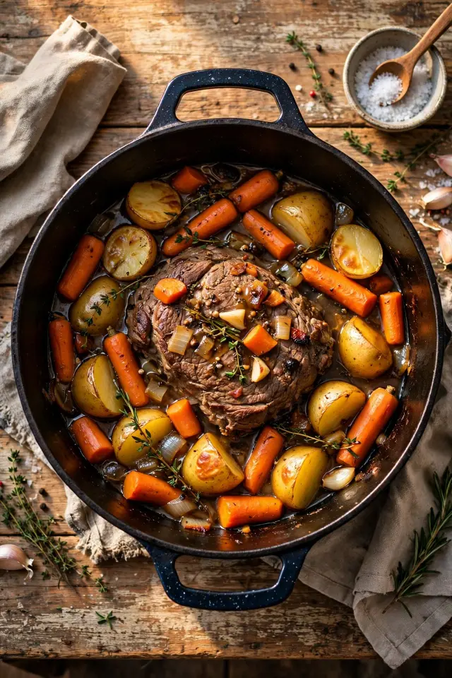 Sunday pot roast with root vegetables recipe