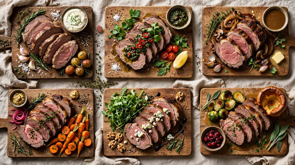 Collage of best roast beef recipes including classic Sunday roast and slow cooker versions