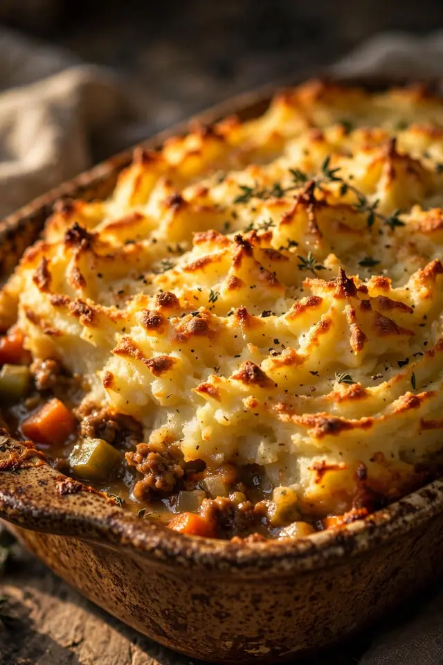Ground beef shepherd's pie with mashed potato topping