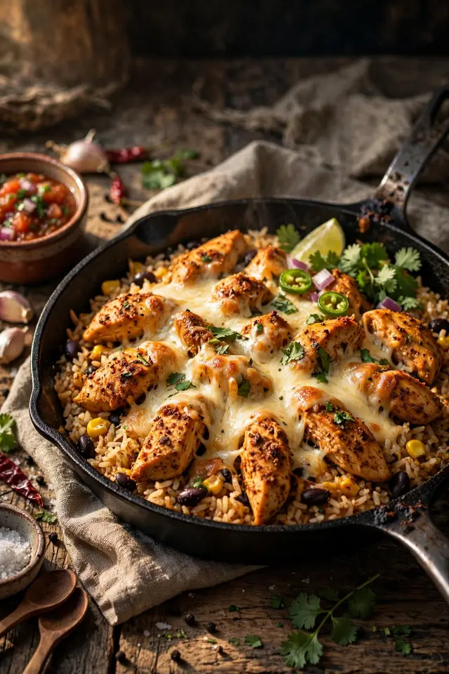 Taco-style chicken and rice skillet