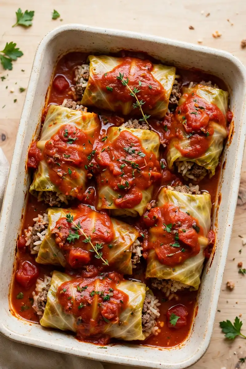 Beef and Rice Stuffed Cabbage