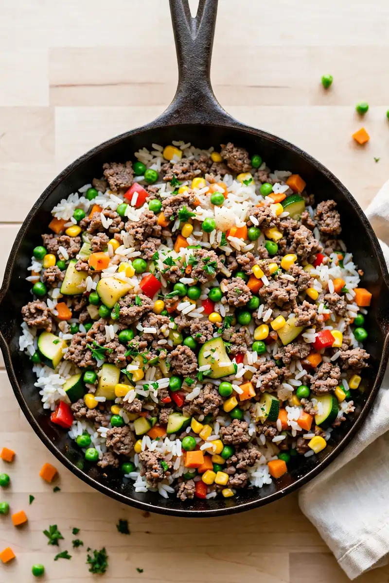 Beef and Vegetable Rice Skillet