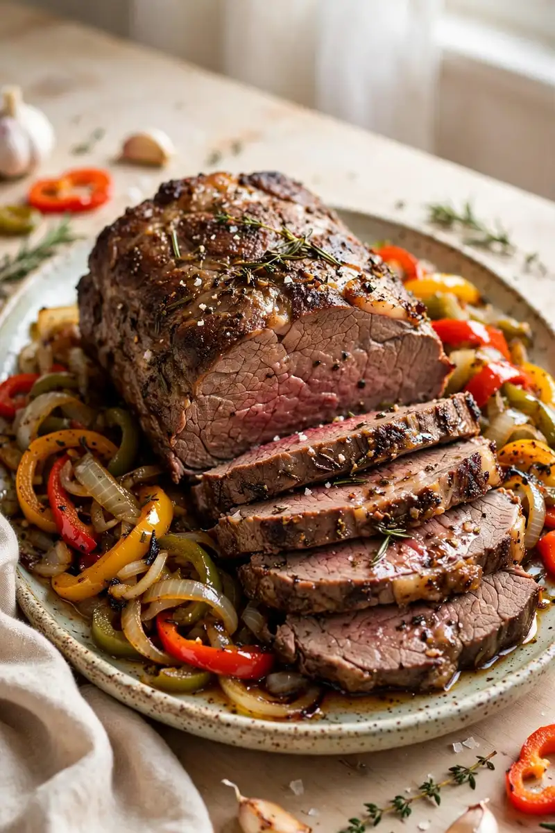 Beef Roast with Peppers and Onions
