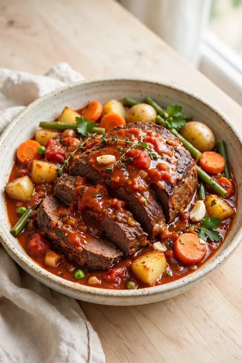 Beef Roast with Tomato Gravy