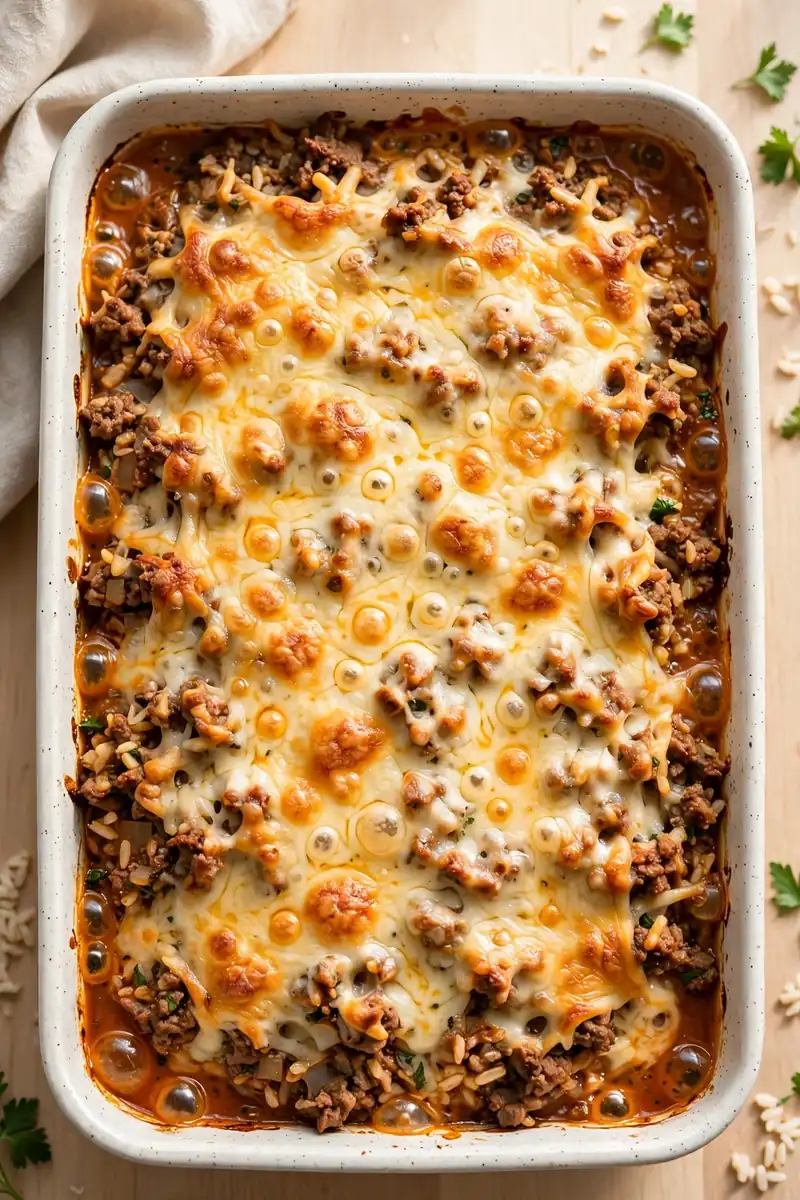 Cheesy Beef and Rice Casserole