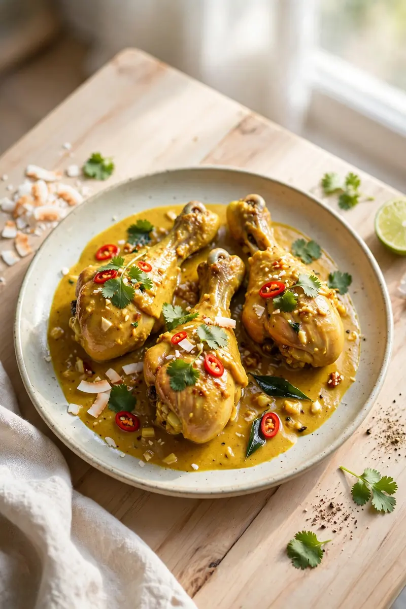 Coconut curry chicken legs with golden curry sauce