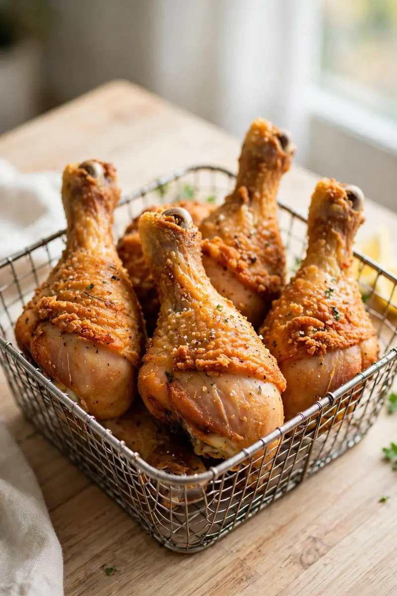 Crispy air fryer chicken drumsticks