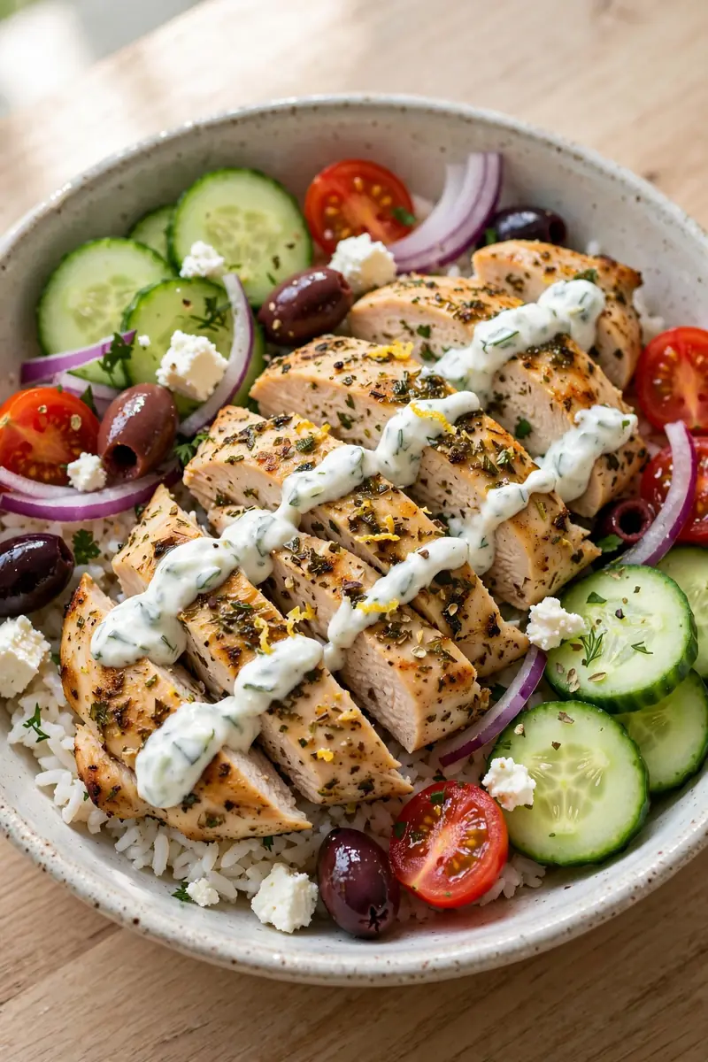 Greek chicken bowls