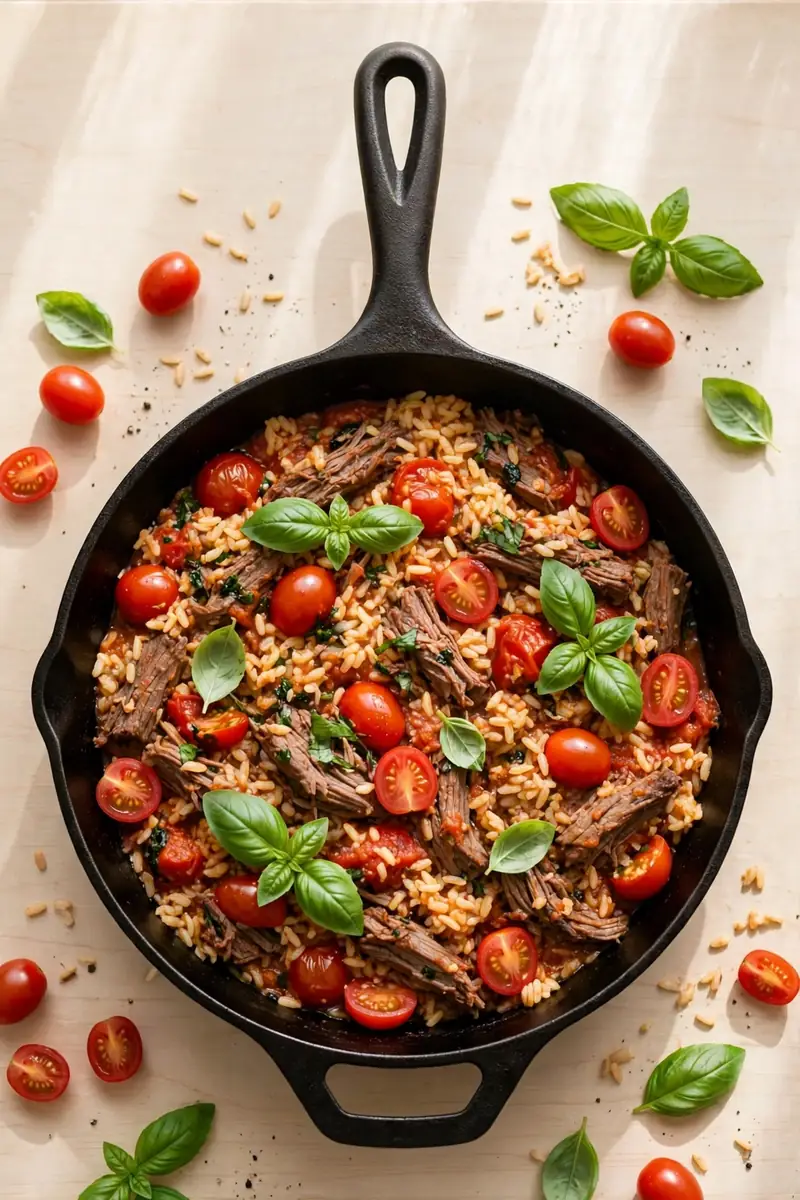 Italian Beef and Rice Skillet