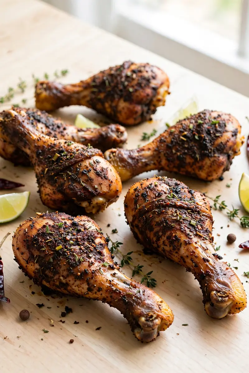 Jerk seasoned chicken drumsticks