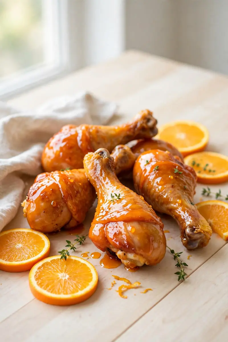 Orange glazed chicken drumsticks