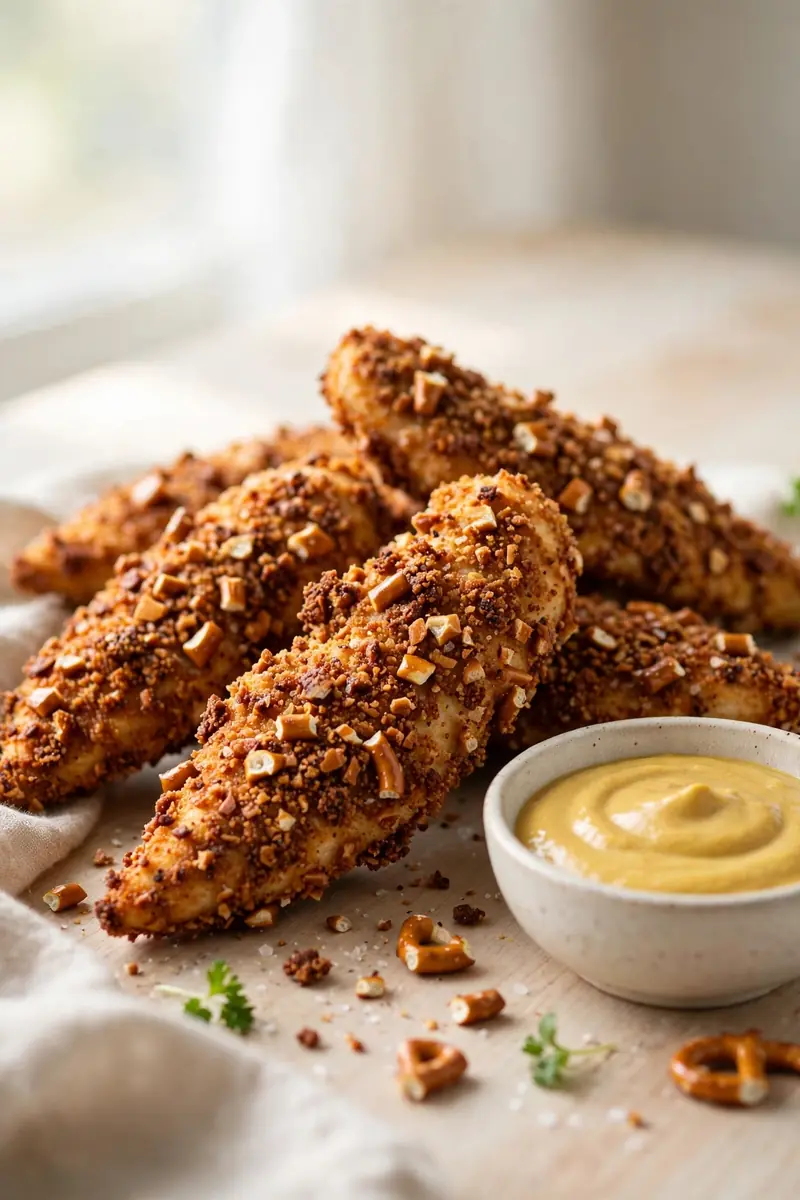 Pretzel crusted chicken tenders