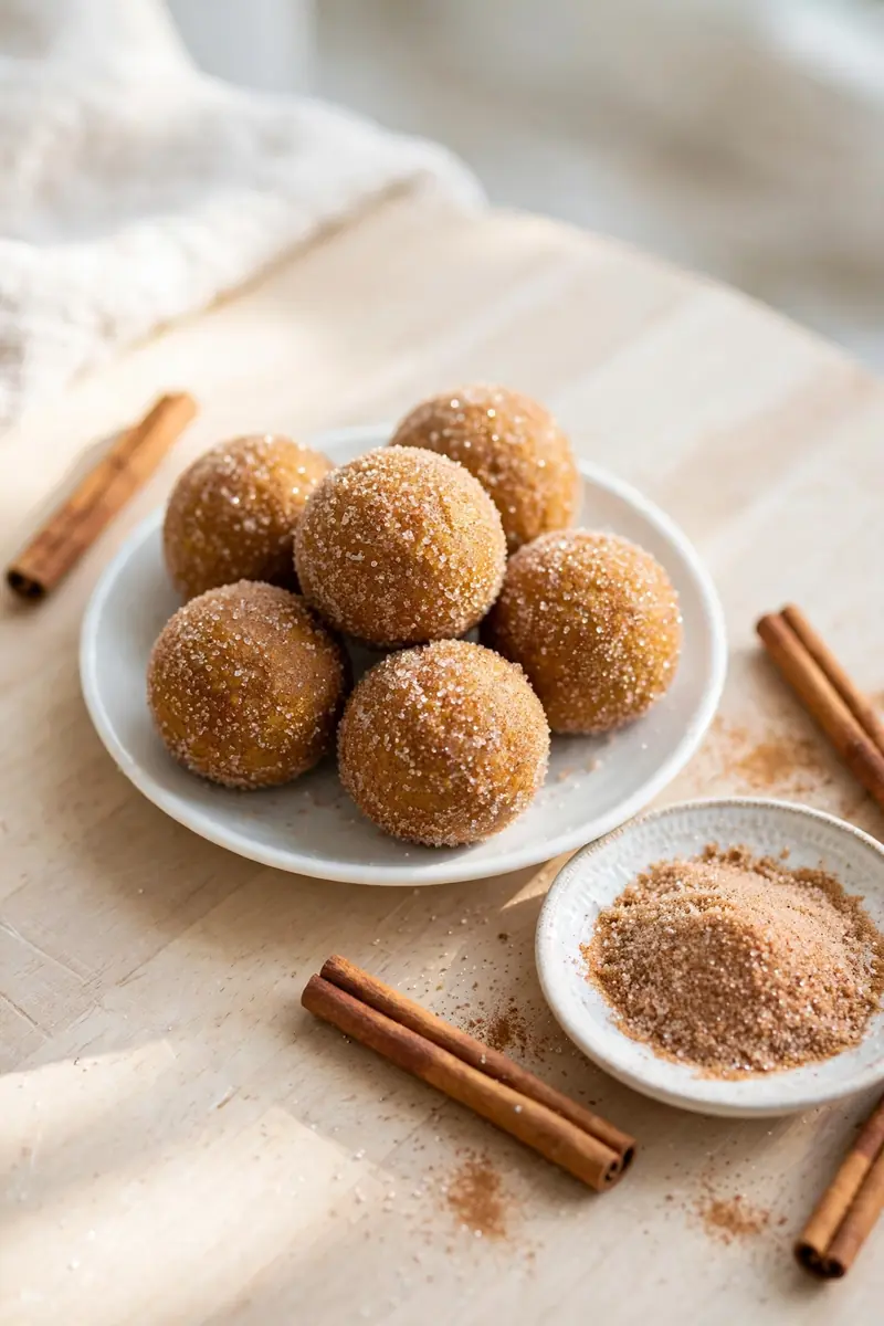 Cinnamon sugar coated pumpkin protein balls