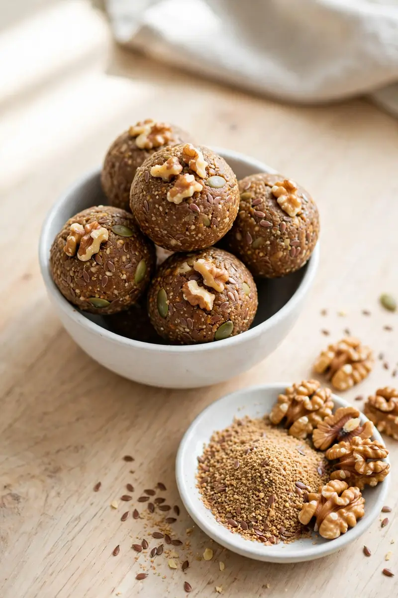 Flaxseed walnut pumpkin protein balls