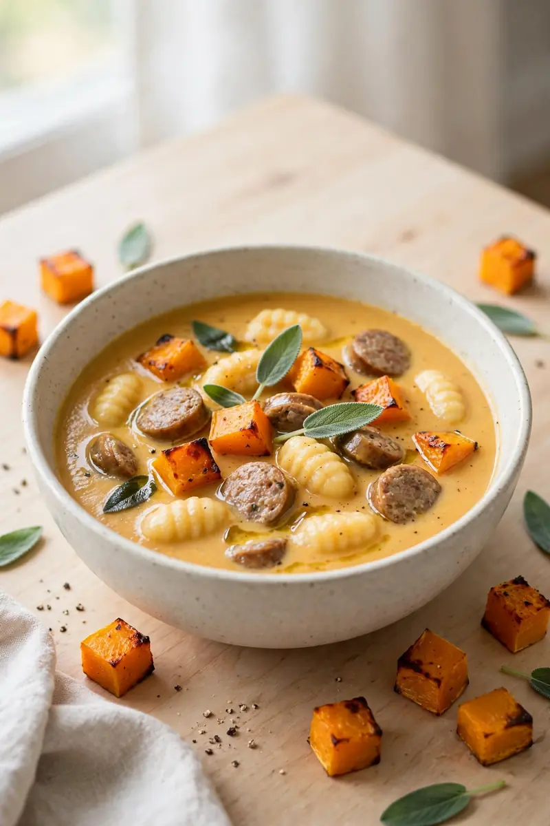 Butternut squash sausage gnocchi soup