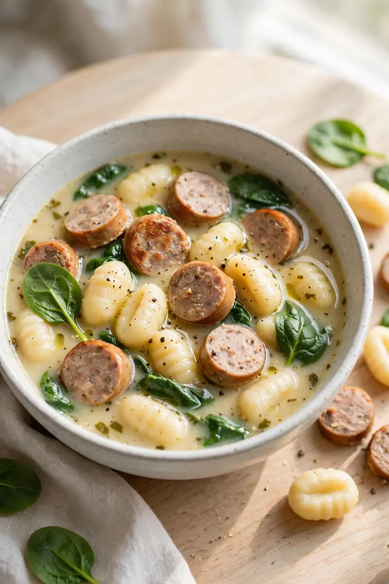 Chicken sausage gnocchi soup