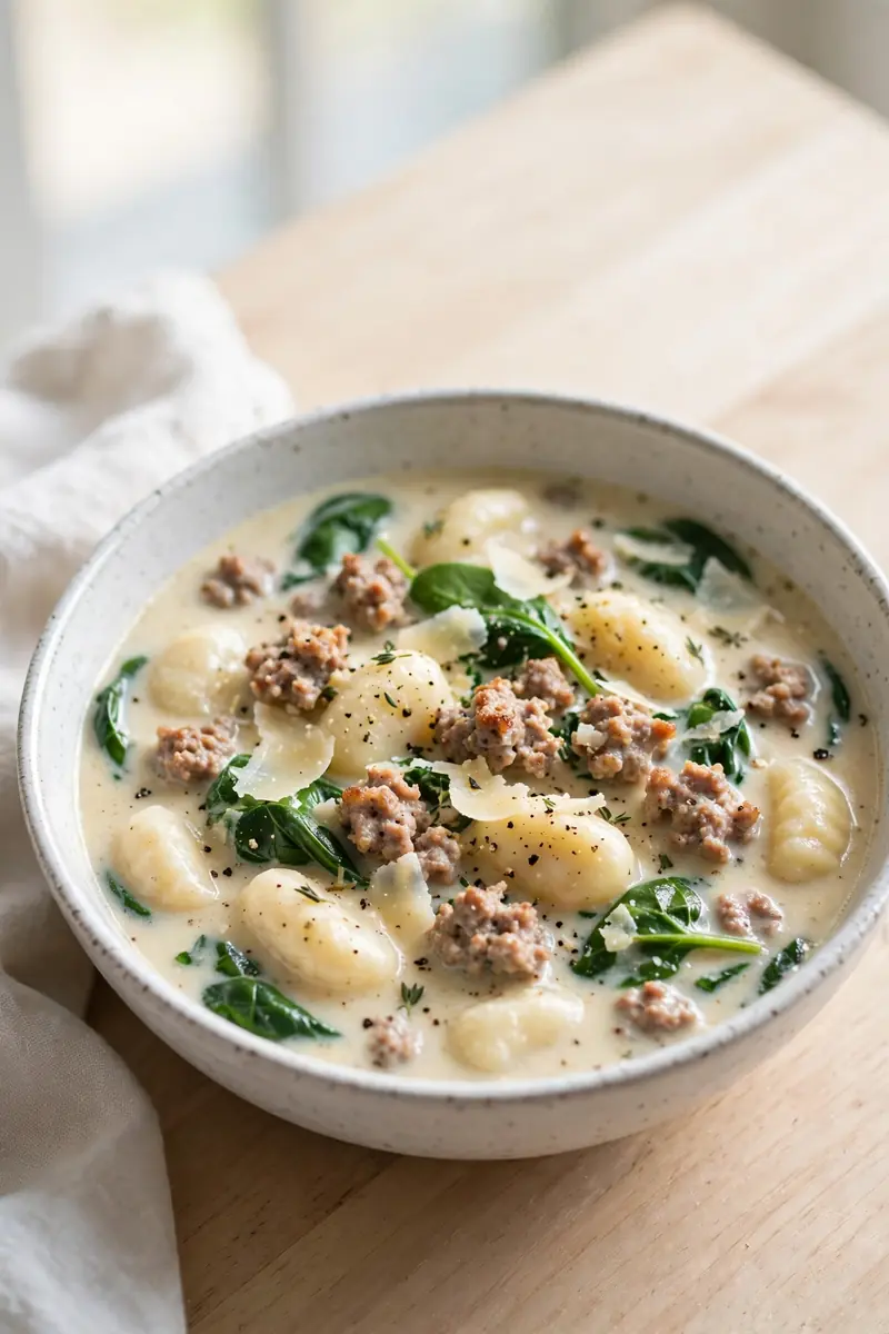 Classic creamy sausage gnocchi soup