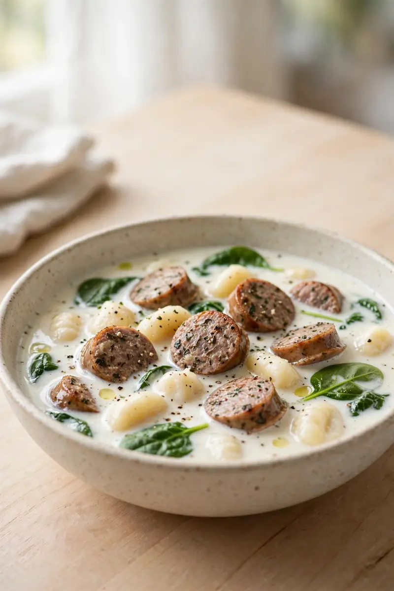 Dairy-free sausage gnocchi soup