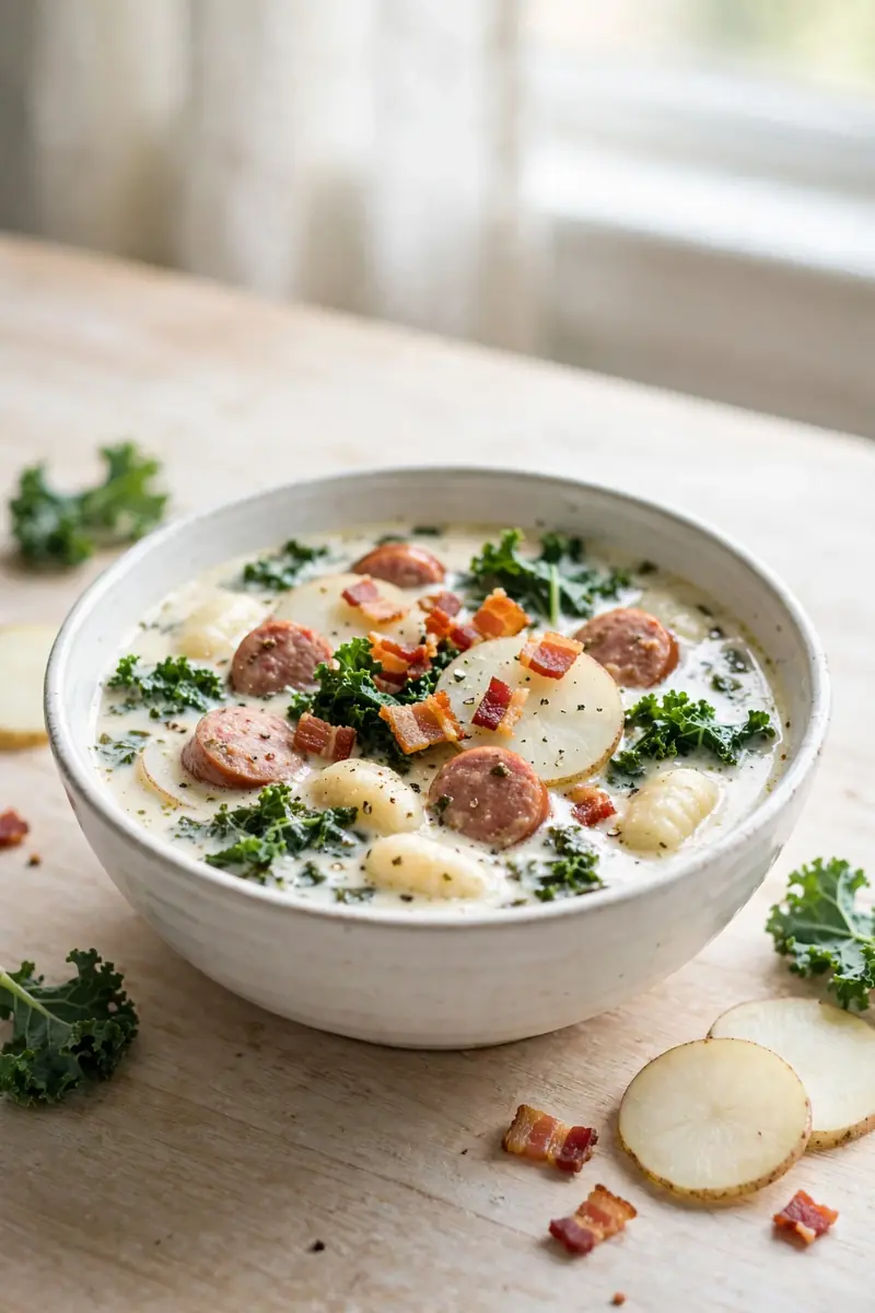 Zuppa Toscana inspired sausage gnocchi soup