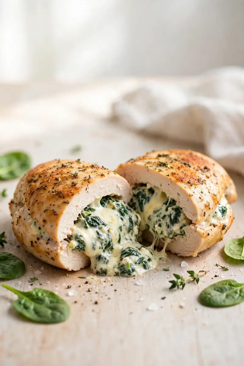 Spinach and cheese stuffed chicken breast