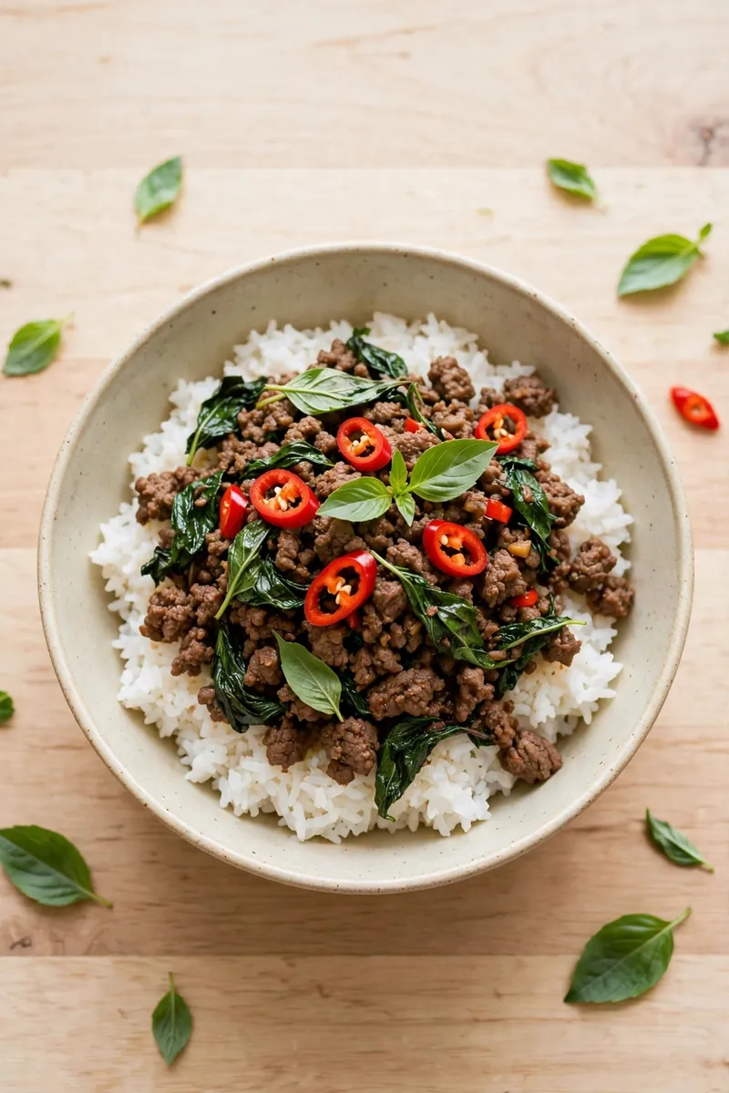 Thai Basil Beef and Rice